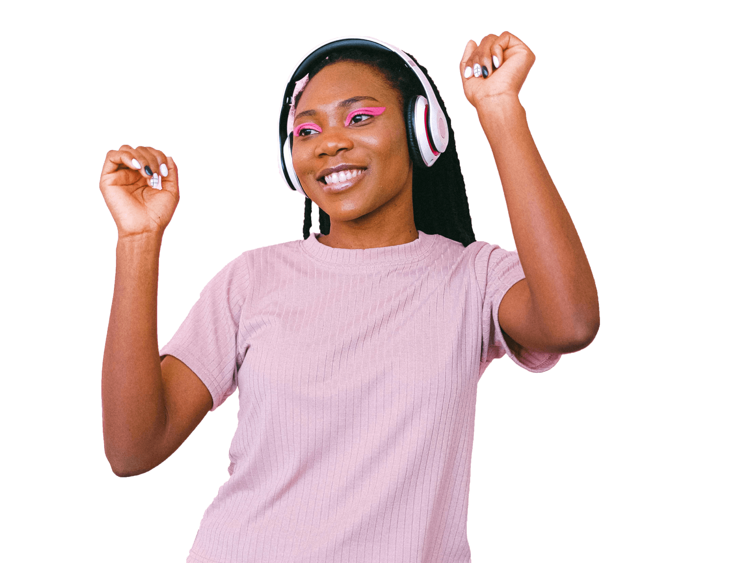 Woman enjoying music with headphones.